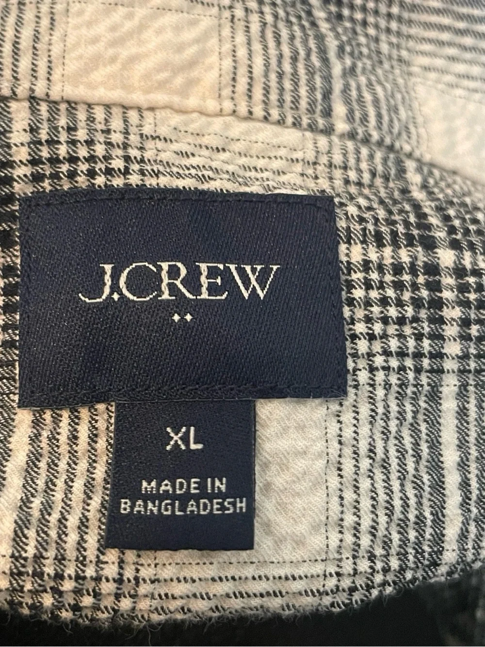 J.Crew Men’s XL Cream Black Plaid Short Sleeve Button Up Shirt